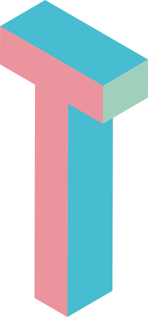 彩色字母T立體拼色logo素材圖片 logo png