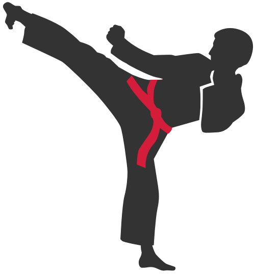 跆拳道武術(shù)踢腿紅腰帶logo素材圖形 logo png
