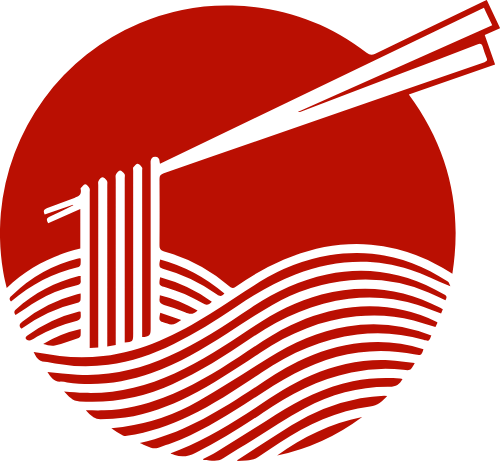 紅色筷子夾面條矢量圖形 logo png